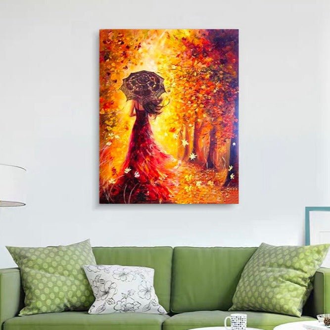 ArtVibe™ DIY Painting By Numbers - Beautiful Woman Autumn Landscape  (16x20 / 40x50cm)