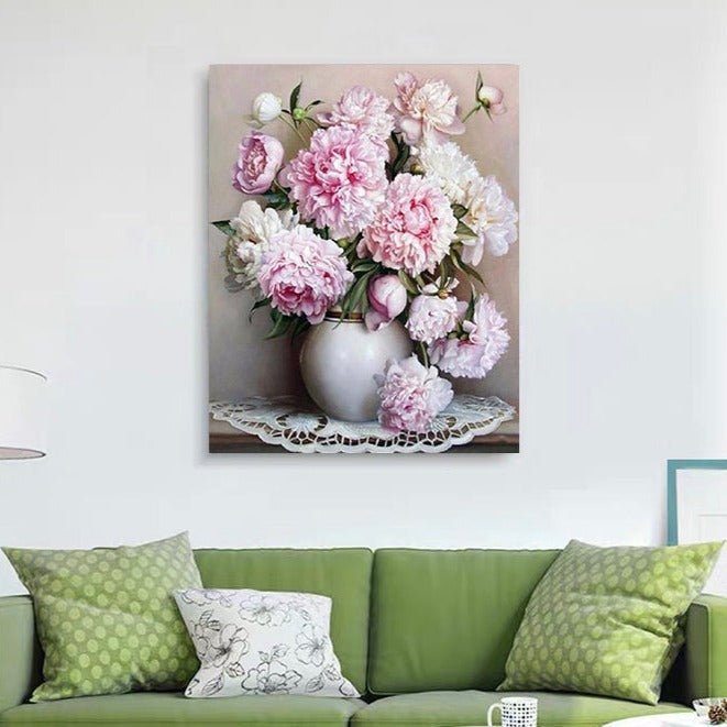 Pink Peonies Paint by Number Kit Adult, Flowers Painting,easy