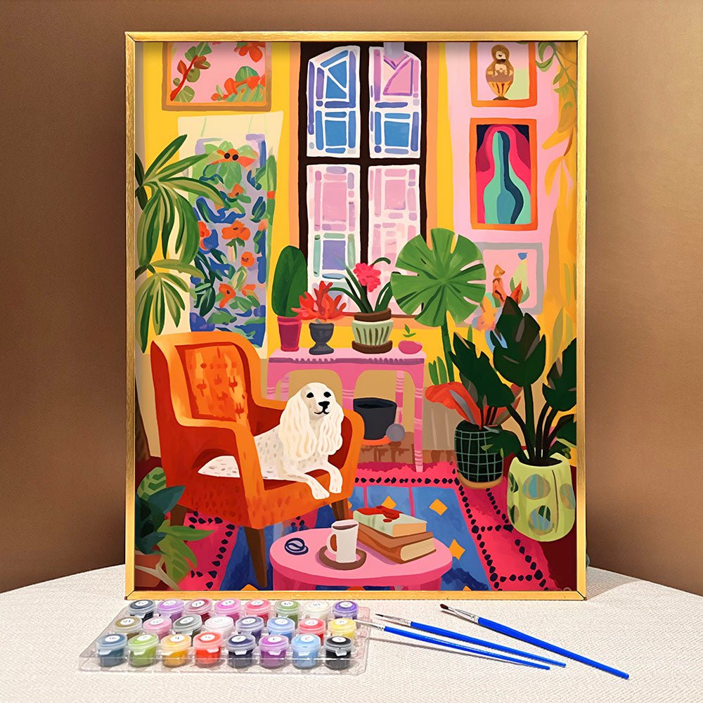 Lounge Pup' Paint by Numbers Kit  Vibrant Canine Craft – ArtVibe