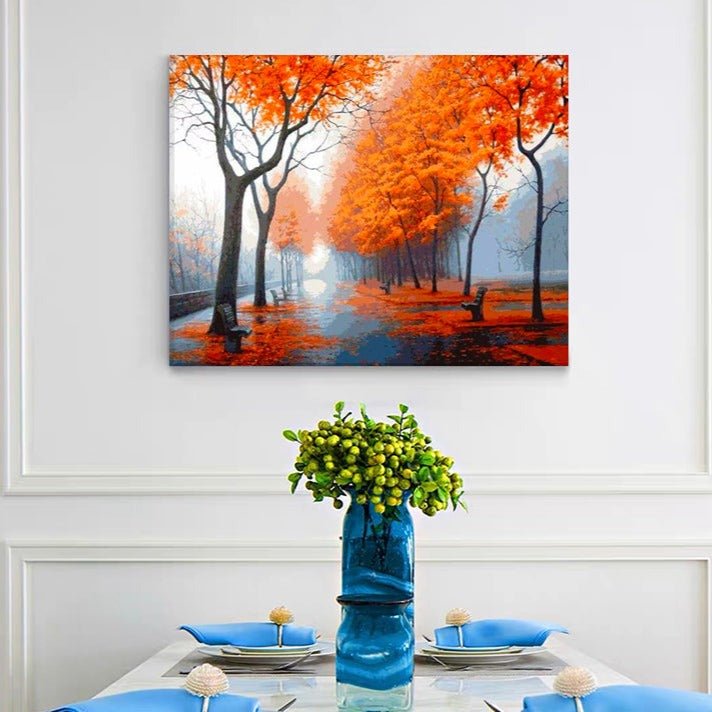 ArtVibe™ DIY Painting By Numbers - Autumn Street (16"x20" / 40x50cm) - ArtVibe Paint by Numbers