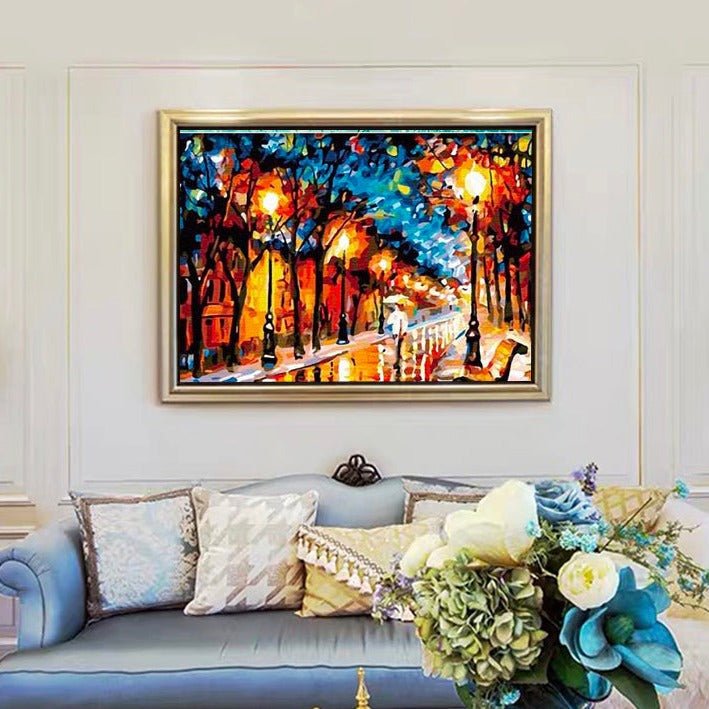 MEIYUDA Verf-op-Nummer Set – Met Frame, Straatbeeld, 30x40 Cm, Inclusief Acrylverf En Penselen, Voor Beginners