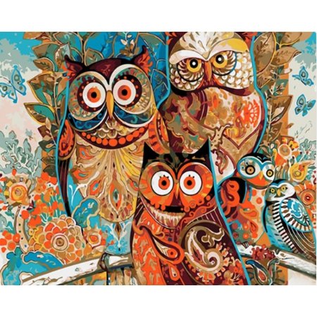 ArtVibe™ DIY Painting By Numbers - Colorful Owls (16"x20" / 40x50cm) - ArtVibe Paint by Numbers