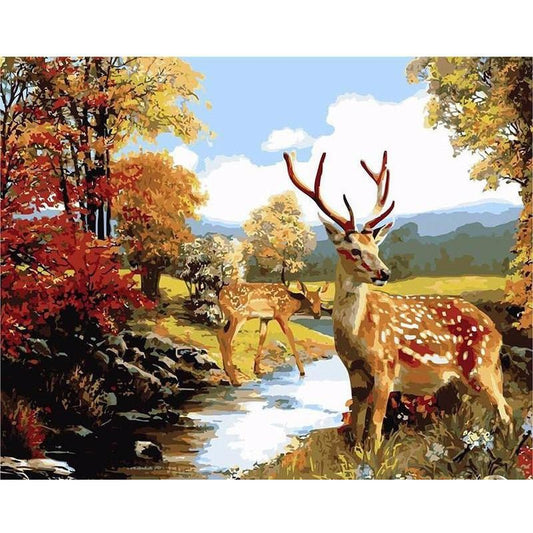 ArtVibe™ DIY Painting By Numbers - Deers (16"x20" / 40x50cm) - ArtVibe Paint by Numbers