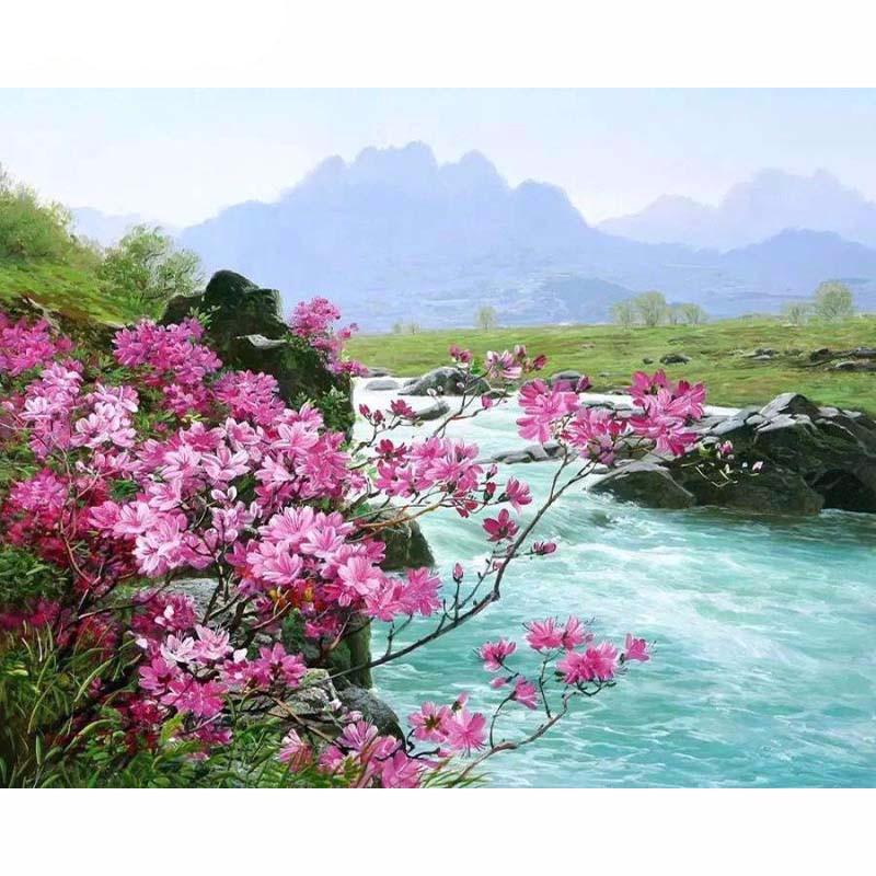 ArtVibe™ DIY Painting By Numbers - Flower River (16"x20" / 40x50cm) - ArtVibe Paint by Numbers