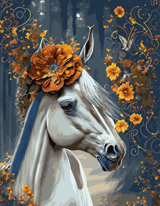 ArtVibe™ DIY Painting By Numbers - Horse in flowers (16x20" / 40x50cm) - ArtVibe Paint by Numbers