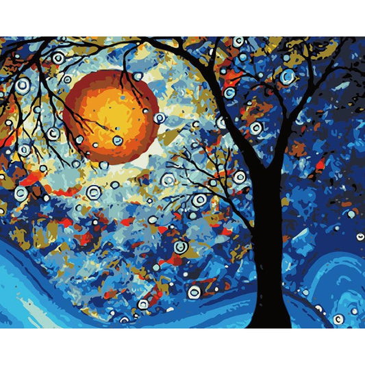ArtVibe™ DIY Painting By Numbers - Moon And Tree (16"x20" / 40x50cm) - ArtVibe Paint by Numbers