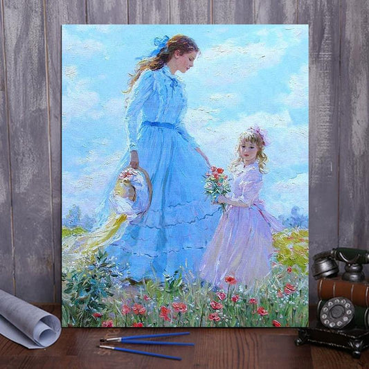 ArtVibe™ DIY Painting By Numbers - Mother and daughter (16"x20" / 40x50cm) - ArtVibe Paint by Numbers