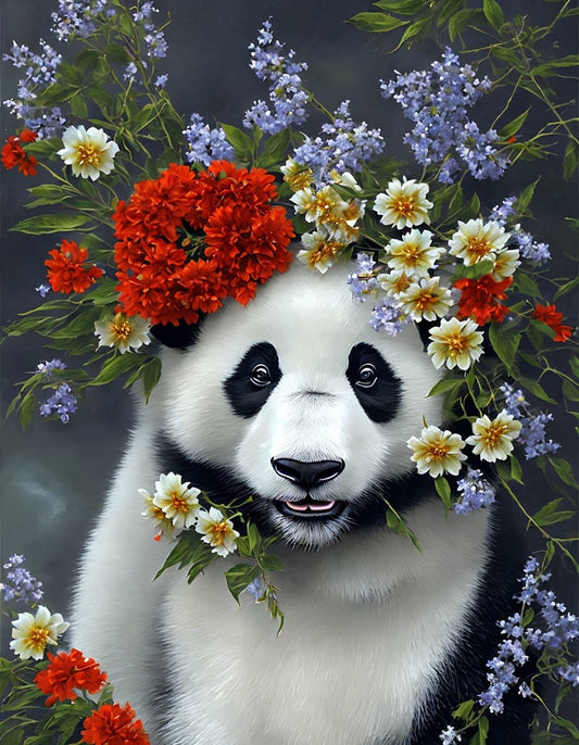 ArtVibe™ DIY Painting By Numbers - Panda in flowers (16x20" / 40x50cm) - ArtVibe Paint by Numbers
