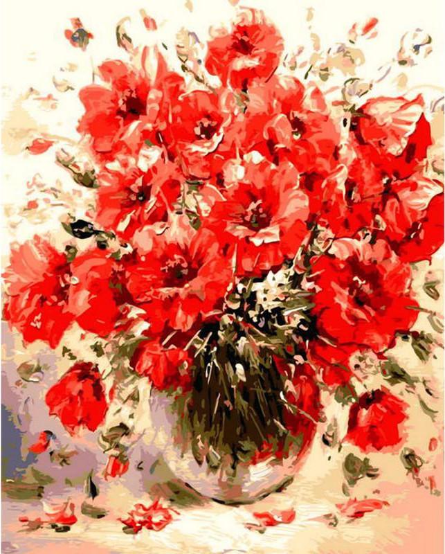 ArtVibe™ DIY Painting By Numbers - Red Flowers (16"x20" / 40x50cm) - ArtVibe Paint by Numbers
