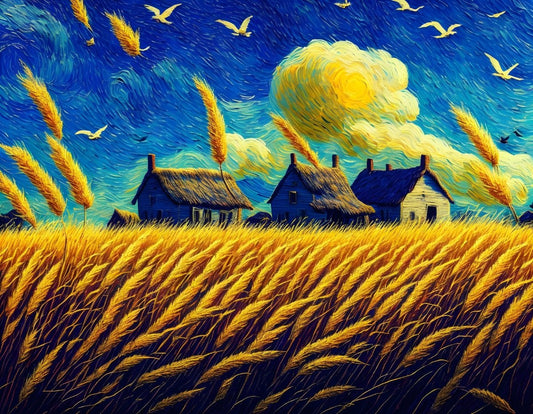 ArtVibe™ One-of-1 Series (EXCLUSIVE) - Van Gogh-Inspired Paint-by-Numbers Kit -Sunset Over Wheat (16x20"/40x50cm) with Bonus Free Canvas Print - ArtVibe Paint by Numbers