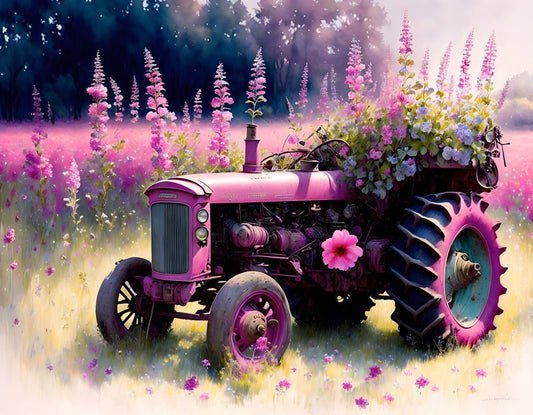 ArtVibe™ Pink Tractors Collection (EXCLUSIVE) - Countryside Cruiser (16"x20"/40x50cm) - ArtVibe Paint by Numbers
