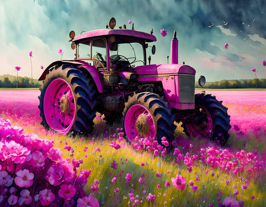 ArtVibe™ Pink Tractors Collection (EXCLUSIVE) - Fuchsia Farm (16"x20"/40x50cm) - ArtVibe Paint by Numbers