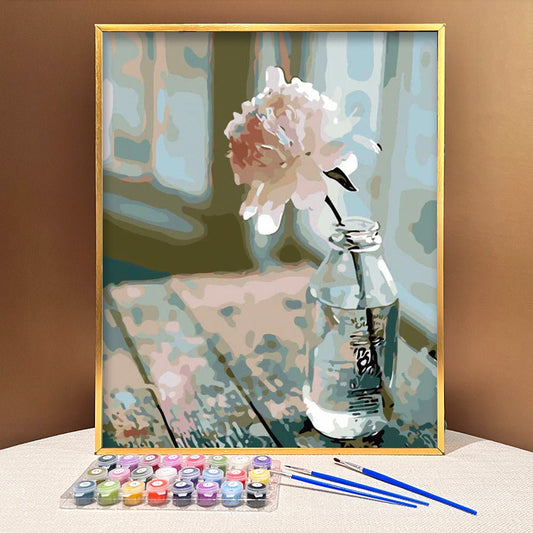 Bring a Touch of Delicate Beauty to Your Home with ArtVibe™ DIY Painting By Numbers - Flower In A Bottle (16"x20" / 40x50cm), a Relaxing and Intricate Art Experience - ArtVibe Paint by Numbers