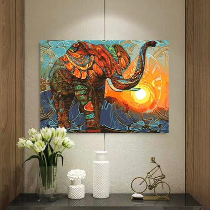 Discover the Tranquility of the Jungle with ArtVibe™ DIY Painting By Numbers - Herdbound (16"x20" / 40x50cm) Featuring a Majestic Elephant - ArtVibe Paint by Numbers