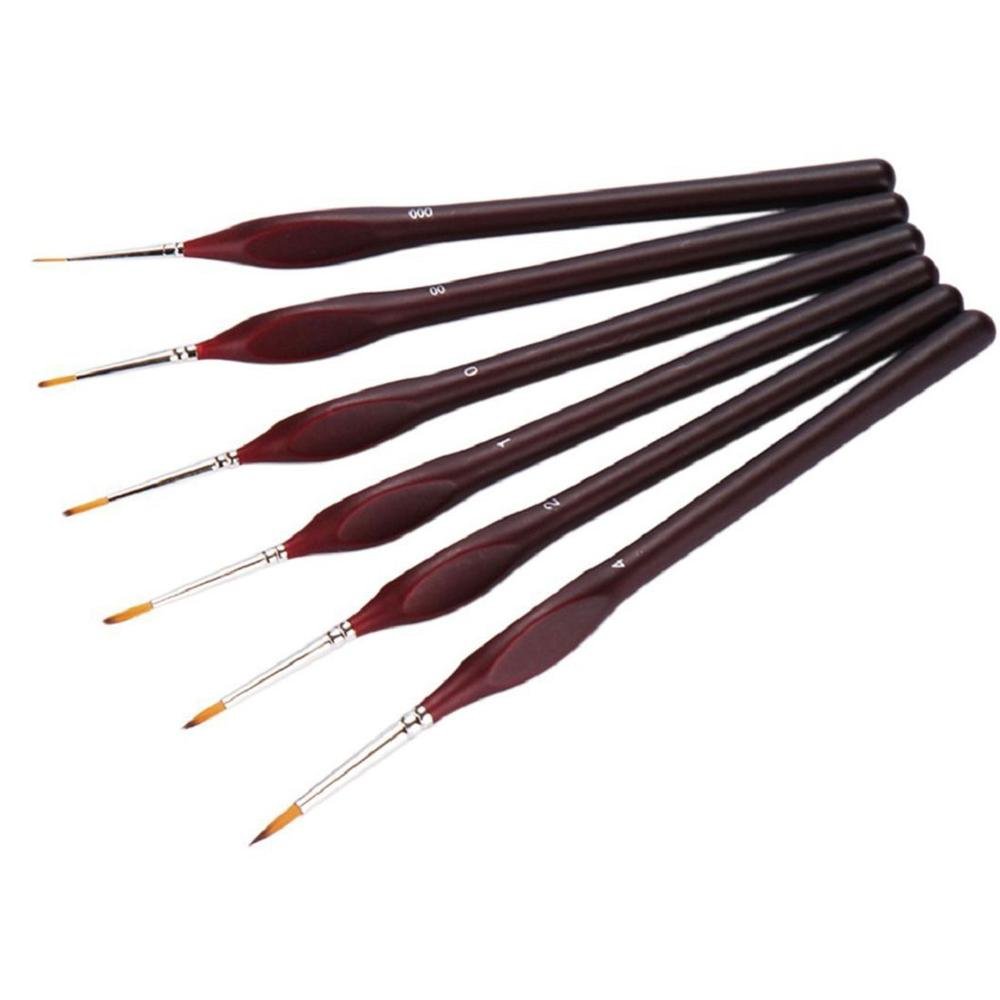 6pc Detail Thin Paint Brush Set Artist Paintbrushes for Acrylic