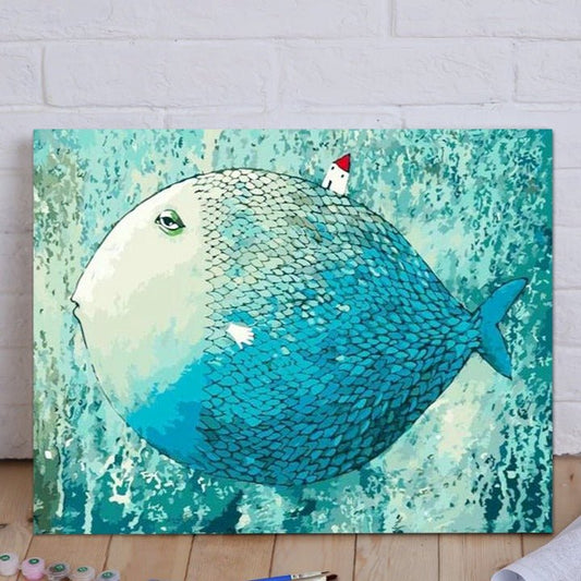 Indulge in Tranquility with ArtVibe™ DIY Painting By Numbers - Sleepy-Eyed Fish (16x20"/40x50cm), A Soothing and Rejuvenating Art Experience. - ArtVibe Paint by Numbers