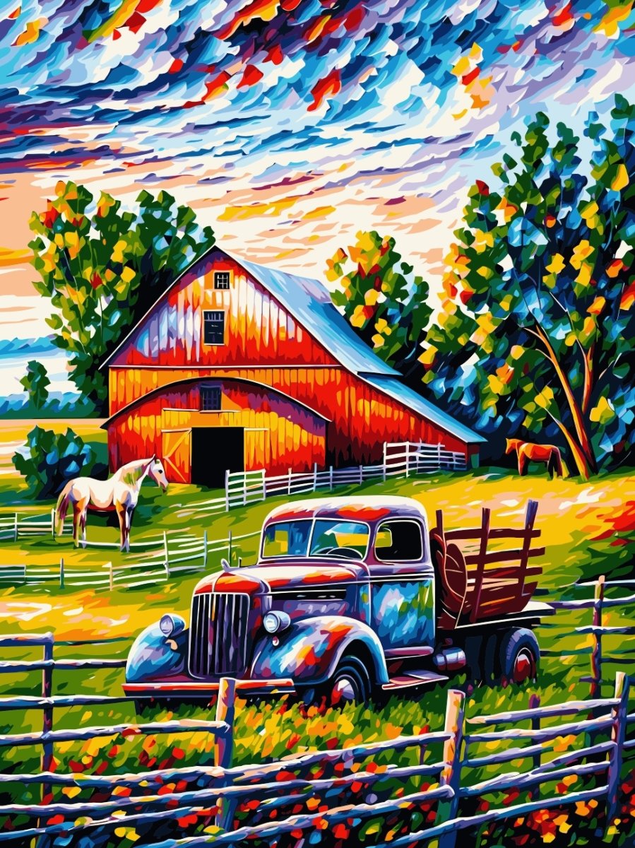 Soulful Rural Escape: ArtVibe™ Rustic Rendezvous Collection (EXCLUSIVE) - Farmyard Fascination (16"x20"/40x50cm) - Unwind & Reconnect with Nature - ArtVibe Paint by Numbers