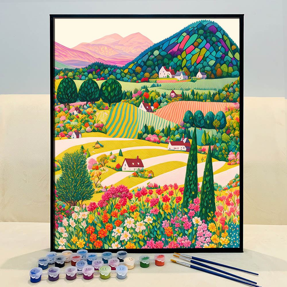 Vibrant Harmony: ArtVibe's Colorful Countryside DIY Paint-by-Numbers – Ignite Creativity, Find Serenity, Perfect Mesmerizing Gift! - ArtVibe Paint by Numbers
