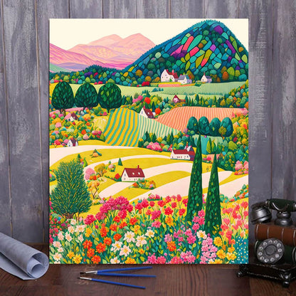 Vibrant Harmony: ArtVibe's Colorful Countryside DIY Paint-by-Numbers – Ignite Creativity, Find Serenity, Perfect Mesmerizing Gift! - ArtVibe Paint by Numbers